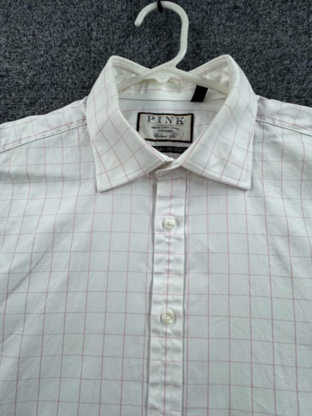 Thomas Pink Check Classic Cotton White Pink French Cuff 17.5 35.5 Mens Button Up